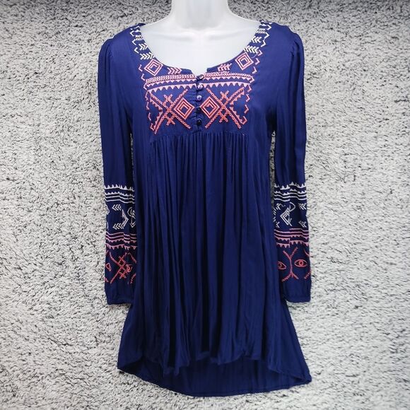 Patrons of Peace Women's XS Blue Embroidered Long Sleeve Bohemian/ Hippy Midi... - Picture 3 of 12